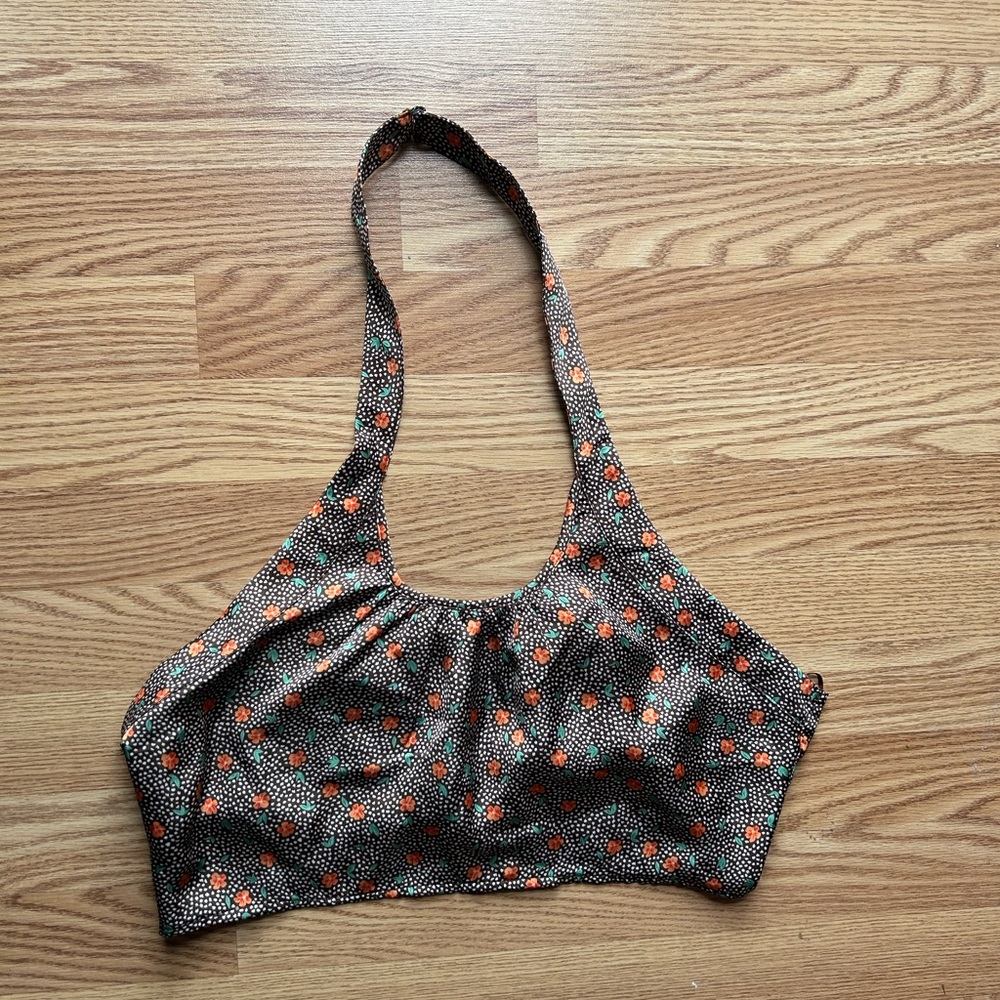 American Threads Floral Halter Crop Top Large